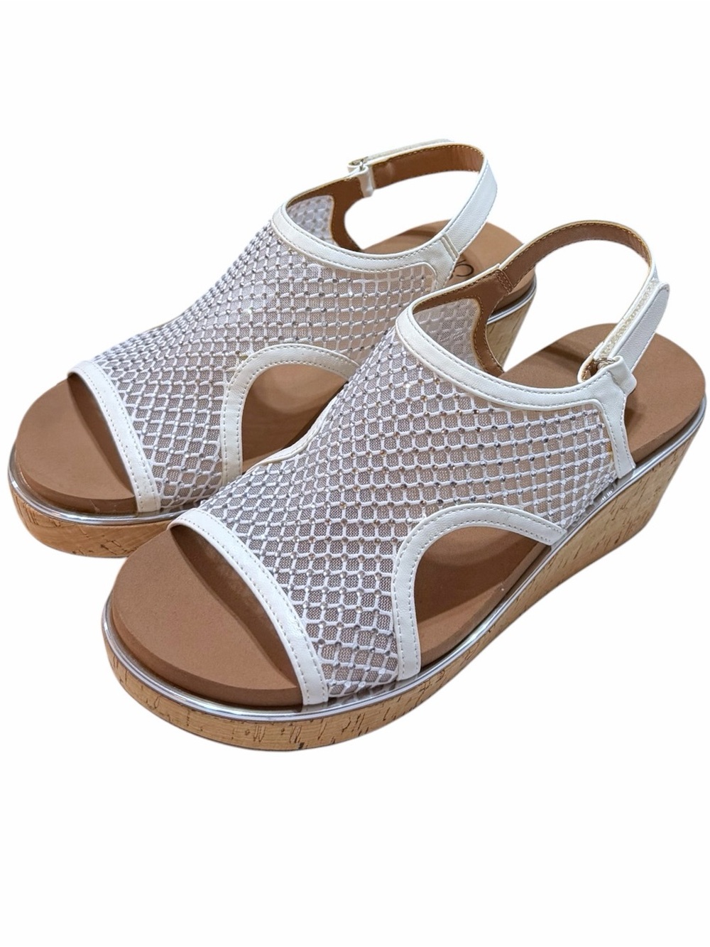 Corky’s Carley White Mesh Wedge Sandals Women’s Size 8